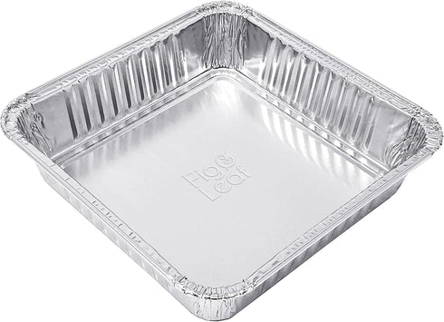 Fig & Leaf (20 Pack) 7” x 7” Square Baking Cake Pans, Disposable Aluminum Foil Tins for Roasting Cooking
