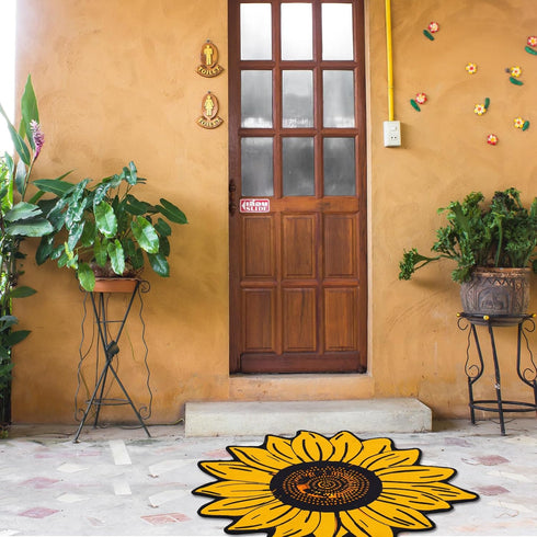 Extra Large Sunflower Welcome Doormat, 29.5" x 29.5" Non Slip Area Rug for Indoor Outdoor Use