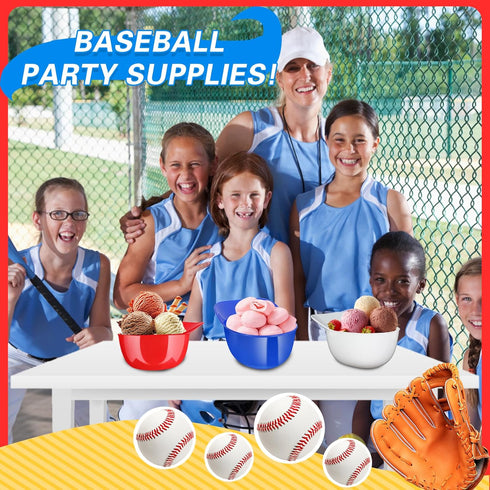 18PCS Mini Baseball Helmet Ice Cream Snack Bowl, 8 oz Plastic Cups for Birthday Party Supplies