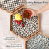 14.5"12.8") Hexagon Rattan Tray with Mother of Pearl Inlay, Rattan Serving Tray for Coffee, Bread, Fruits, Snacks