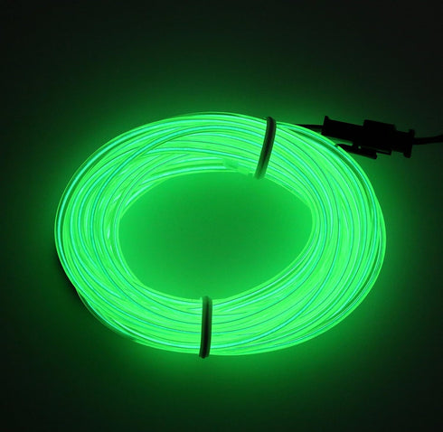 Searik EL Wire Fluorescent Green Lights - 16.4ft/5m Portable Glowing Rope Lights for Halloween Decor