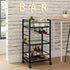 Bar Cart with Wine Rack and Glass Holder, Serving Cart for Home, Mobile Kitchen Shelf, Rolling Beverage Cart in Black
