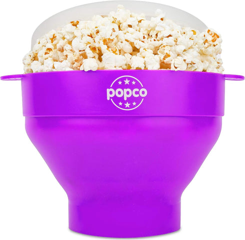 POPCO Silicone Microwave Popcorn Popper with Handles, Collapsible Bowl BPA Free, 15 Colors Available