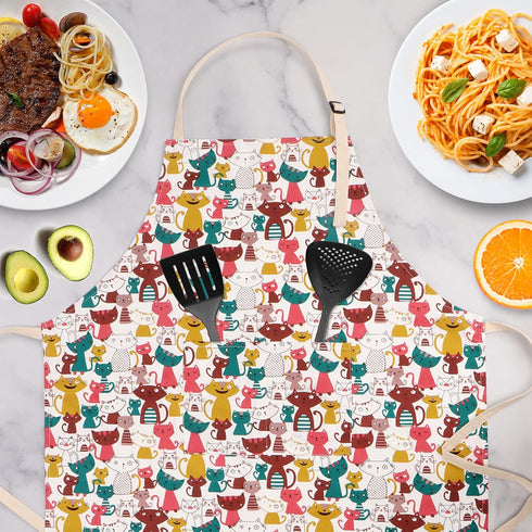 Cute Apron with 2 Pockets for Women - Adjustable Cotton Cooking Baking Apron, Use as Kitchen, Chef, or Garden Apron