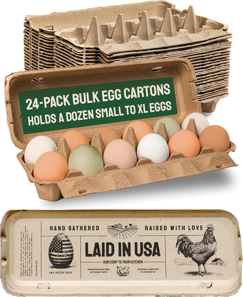 PTCOM Hatortempt Bulk Egg Cartons - 24-Pack, Reusable 12-Count Basket - Recycled