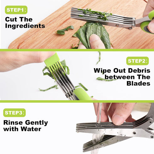 3 Packs Herb Scissors Set - 5 Blades Herb Scissors with Herb Stripper, 2 Packs Herb Stripper Tools with Safe Cover, Cool Kitchen Gadgets for Cutting Fresh Garden Herbs by LUVCOSY