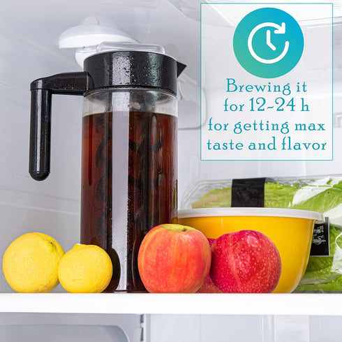 Mixpresso Cold Brew Maker for Iced Coffee and Tea, 44oz Glass Pitcher, Easy to Clean Reusable Mesh Filter