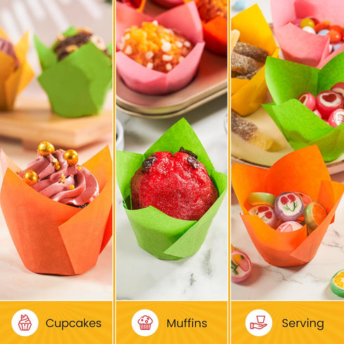 Tulip Cupcake Liners, 160pcs Muffin Liners for Baking by Baker’s Signature, Sturdy, Greaseproof, Easy to Use