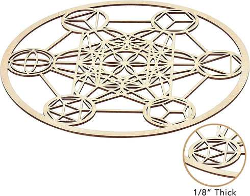 Fourth Level MFG 12" Platonic Solids Wood Wall Art, Sacred Geometry Zen Home Decoration for Yoga & Meditation