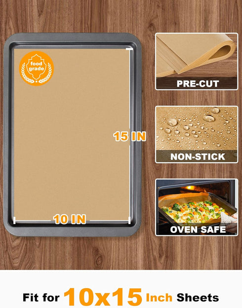 SMARTAKE 200 Pcs Parchment Paper Baking Sheets, 10x15 Inches Non-Stick Precut Baking Parchment, Perfect for Baking Grilling Air Fryer Steaming Bread Cup Cake Cookie and More (Unbleached) by SMARTAKE