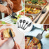 LIANYU 5-Piece Matte Black Serving Utensils Set, Stainless Steel Serving Set with Spoon, Fork, Flatware for Buffet