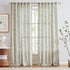 84 Inches Country 2 Set Lazzzy Linen Curtains Farmhouse Green Floral Print Curtains Long Back Tab Drapes for Living
