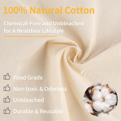 3 12"x12" (12x12 Inch) Pcs Nut Milk Bag, Natural Unbleached Cotton Cheese Cloth Bag for Straining, Reusable Strainer