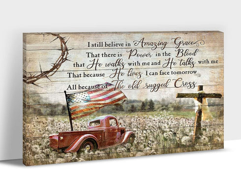 Farmhouse Wall Art, Red Truck Pictures with Inspirational Quotes, Vintage Truck Canvas Prints 12x18 Inch