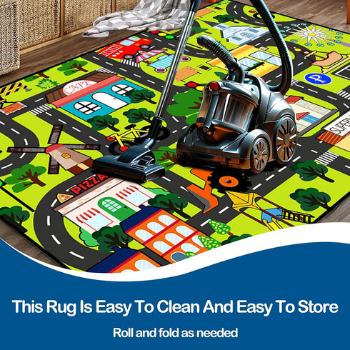 3'x5' Kids Carpet Playmat Rug Kids Car Rug Play Mat Educational Play Rugs Town Traffic Road Map Rugs City Life Car Mat