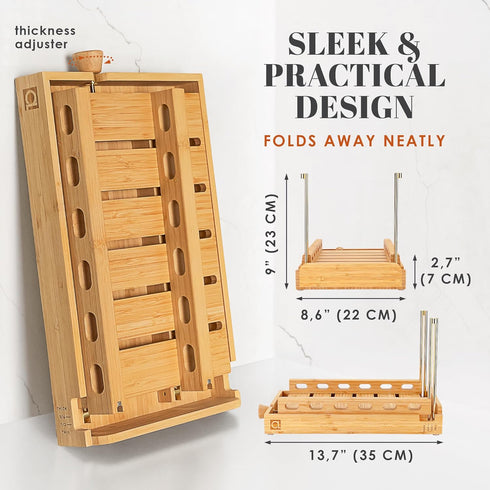 2.0 6.5" 4 DITTO Bamboo Bread Slicer for Homemade Bread - Wide Adjustable Bread Slicer Guide Cuts Even Slices