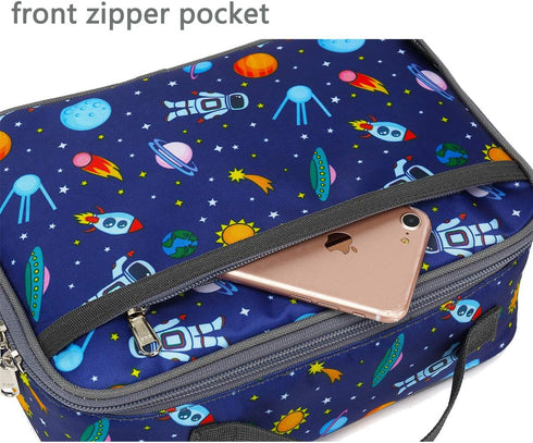 FlowFly Kids Insulated Lunch Box Mini Cooler Bag, Back to School Thermal Meal Tote Kit for Girls, Boys (Astronaut)