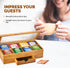 8 Set Bambuesi Tea Box Organizer with Drawer - Compartment Bamboo Wooden Tea Storage Chest with Acrylic Window