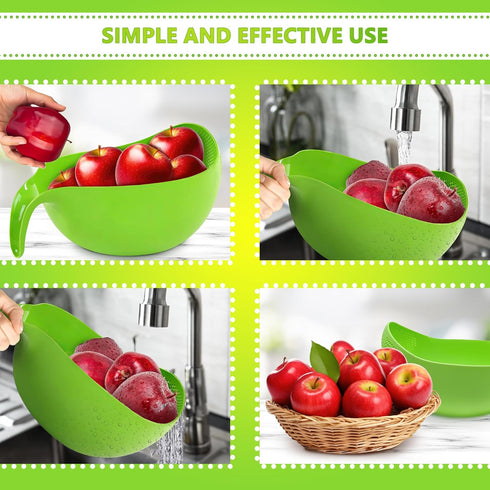Rice Strainer with Handle - Lightweight Rice Washer Strainer Bowl with Smart Design for Easy Water Draining, Easy to