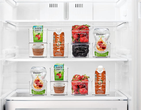 Sorbus Stackable Refrigerator Organizer Bins, Clear Storage Bins for Kitchen Pantry, Freezer & Fridge Organization, 4