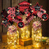 Graduation Decorations Class of 2025 - 36pcs Red and Black Table Centerpieces Sticks with Lights for Grad Party Supplies