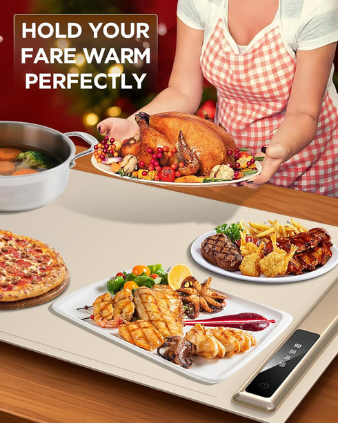 LBOLHZO Food,10s Mat,3-Temp Warming Mat for Rapid Warm Food Warming Food Warmer,Fast Heating BPA-Free Auto Shut Off