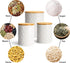 Set 3 Sets Counter, Set MIAMIO of Canister for Kitchen Ceramic Kitchen Canister with Airtight Seal Wooden Lid - Perfect