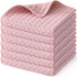 Homaxy Premium Microfiber Waffle Weave Kitchen Dish Cloths - 12 x 12 Inch Ultra Absorbent Solid Color Dish Towels, 6