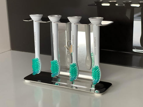 Oralb Stainless Steel Electric Toothbrush Head Holder, Compatible with Braun, Sonicare, Waterpik, Adhesive