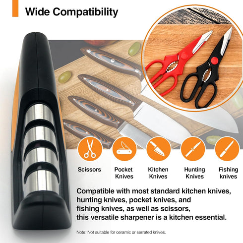 Premium-Ceramic-Knife-Sharpener, Versatile Kitchen Knife Sharpener Tool, Ideal for All Knives, Safe & Easy to Use