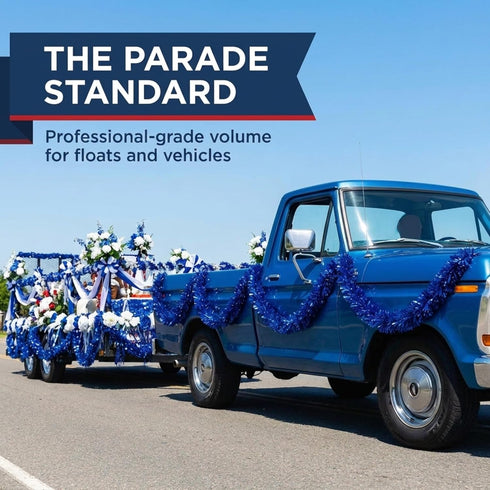 4" 25' TCDesignerProducts Dark Blue Vinyl Twist Garland - x roll, Parade Float Decorations for Trailer Or Golf Cart