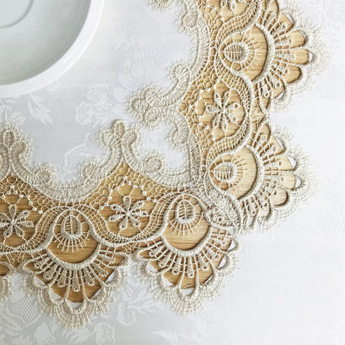 33 33 Inches Rectangle Tablecloth Beige Lace x for Dining Tables End Bedstand Wedding Banquet Party Washable Fabric