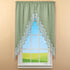 Collections Etc Elegant Lace Border Trim & Solid-Color Window Curtain Sage Swags