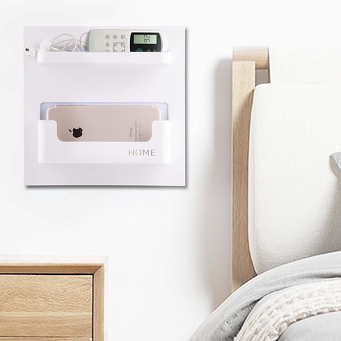 Bedside Shelf Accessories Organizer - Wall Mount Self Stick On for Glasses, Remote, Earphone, Cell Phone Charger,