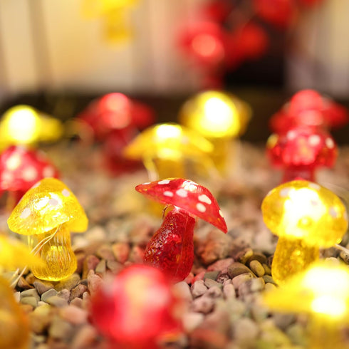 Lights-3D 7ft 20 Dimmer- JASHIKA Mushroom Dcor Fairy String Mushroom Lights USB Plug in or Battery Operated LED