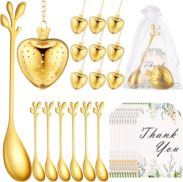 Yiyiring 25 Sets Bridal Shower Tea Party Favor for Guest Leaf Tea Spoon