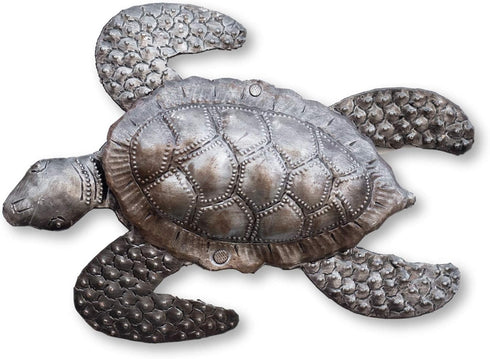 Sea Turtles Beach Metal Art - Set of 2 Nautical Wall Hanging Figurines, Handmade in Haiti, 6 x 7.75 Inches