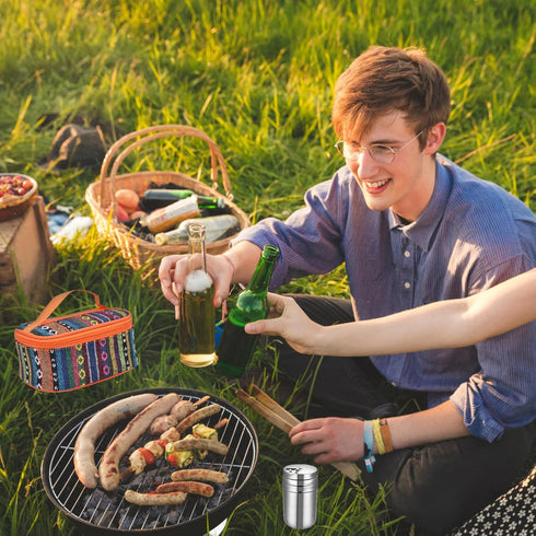 6Pcs Stainless Steel Spice Shaker Set with Travel Bag, Camping Spice Kit for Home or Outdoor Use
