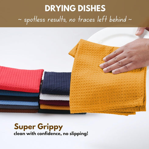 12 Pack 100% 12"x12" Native Fab Waffle Dish Cloths - Cotton, Absorbent, Quick Drying, Washable Towels for Cleaning