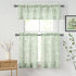 FMFUNCTEX Green White Kitchen Tier Curtains 24 Inch Length, Blossom Print Half Window Drapes for Bathroom