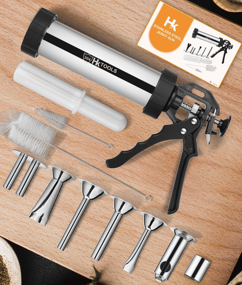 5rd 2.5 LB 6 Nozzles, 2 1 Gen Jerky Gun Kits, Jerky Maker Gun, Meatball Maker, Stainless Steel Sausage Stuffer Jerky