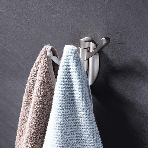 KES Solid Metal Swivel Hook - Heavy Duty Folding Swing Arm Triple Coat Hook, Brushed Nickel, A5060-2
