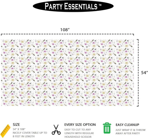 54" 108" 1-Count, Party Essentials Heavy Duty Disposable x Printed Plastic Rectangle Table Cover/ Tablecloth/ Banner