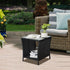 Bonnlo 46x46x50cm Outdoor Coffee Table, Small Garden Side Table with Glass Top and Shelf Underneath, Outside Patio