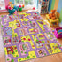 Capslpad Kid Rug for Playroom Purple Play Rug Traffic Road Car Play