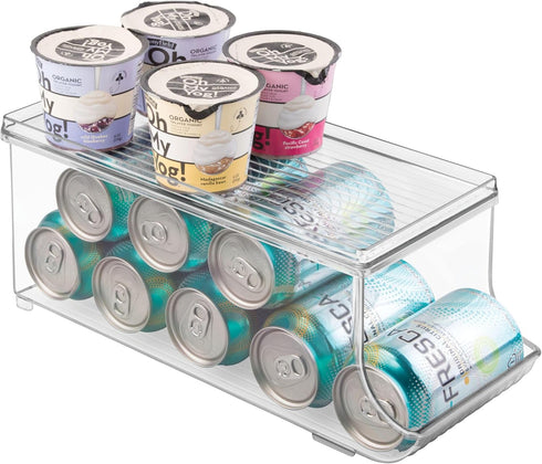 iDesign Soda Can Organizer with Lid - Clear - Made in USA for Pantry or Refrigerator