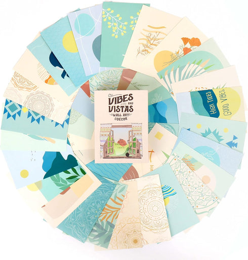 Vibes and Vistas 60PCS Boho Wall Collage Kit (5x7) | 3 Sets in 1 | Handmade Cute Wall Art Prints for Aesthetic Room
