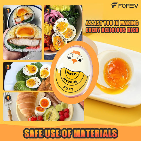 2pcs FOREV Egg Timer for Hard Boiled Eggs Soft Boiled Color Changing Indicator Tells When Eggs are Ready, Yellow