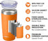 SUNWILL Travel Coffee Tumbler 20 oz - Insulated Mug with Lid, Stainless Steel Cup for Hot and Cold Drinks, Orange