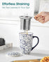 18 oz vancasso SELENE Porcelain Tea Mug, Porcelain Tea Cup with Infuser and Lid Steeps Loose Leaf Tea, Microwave